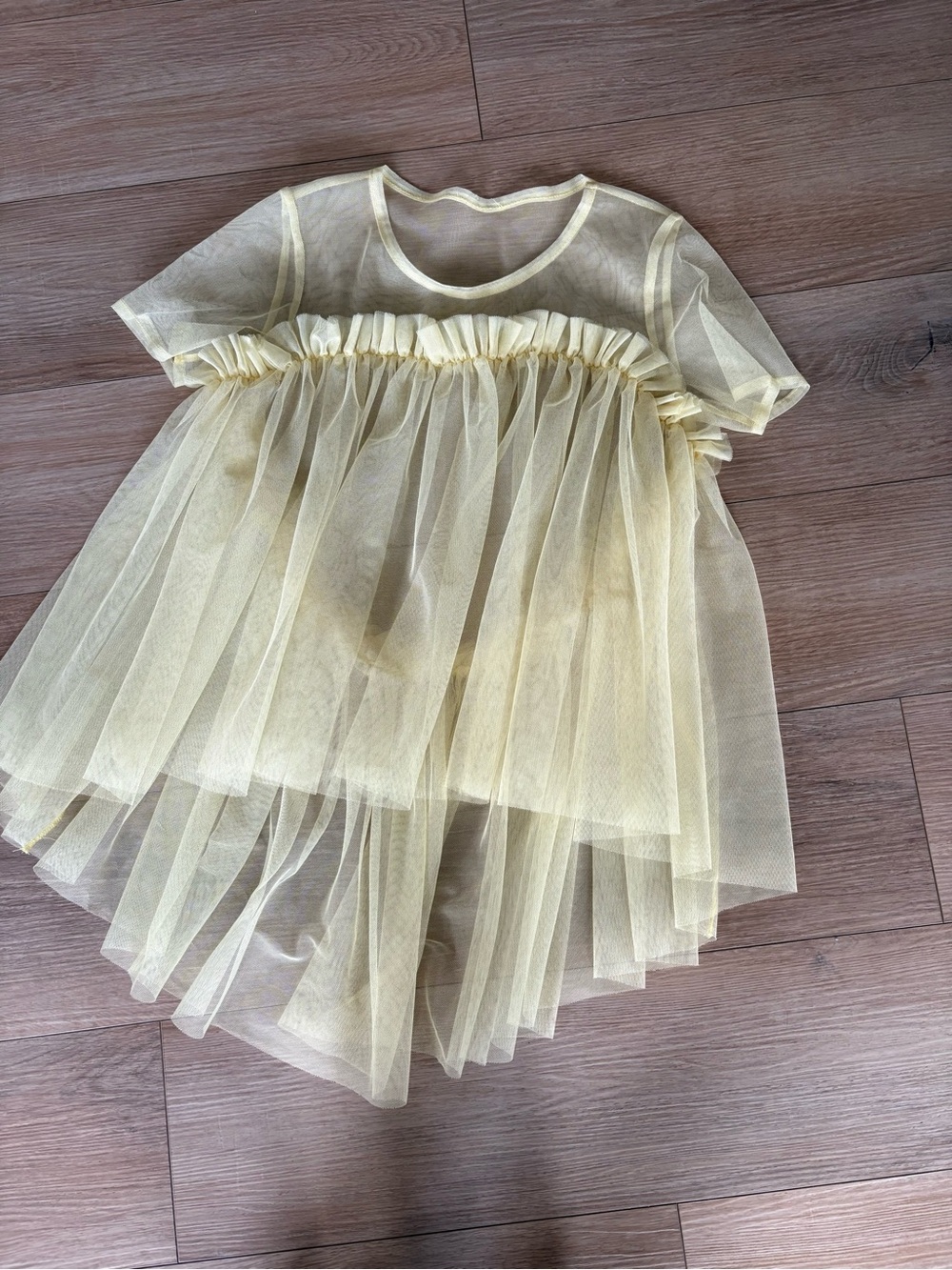 Free People Pale Yellow Layered Tulle Blouse